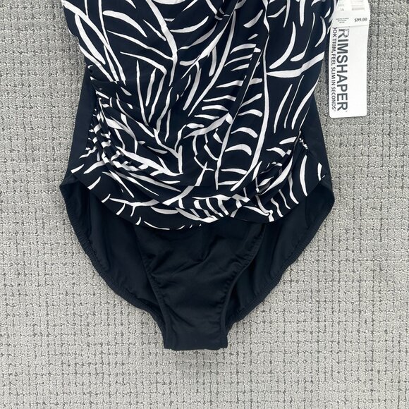 Trimshaper Swimsuit Womens Size 16 Black White One Piece Tummy Control NWT - Picture 3 of 14